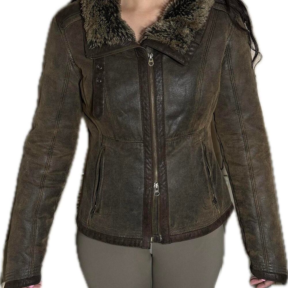 Armani brown leather jacket‎ with